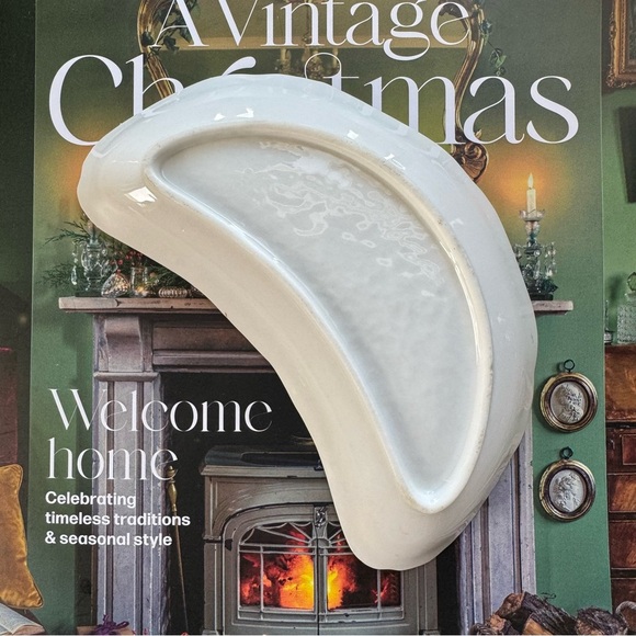 Antique Ceramic Glazed Catch-All Crescent Moon Tray - Picture 3 of 3